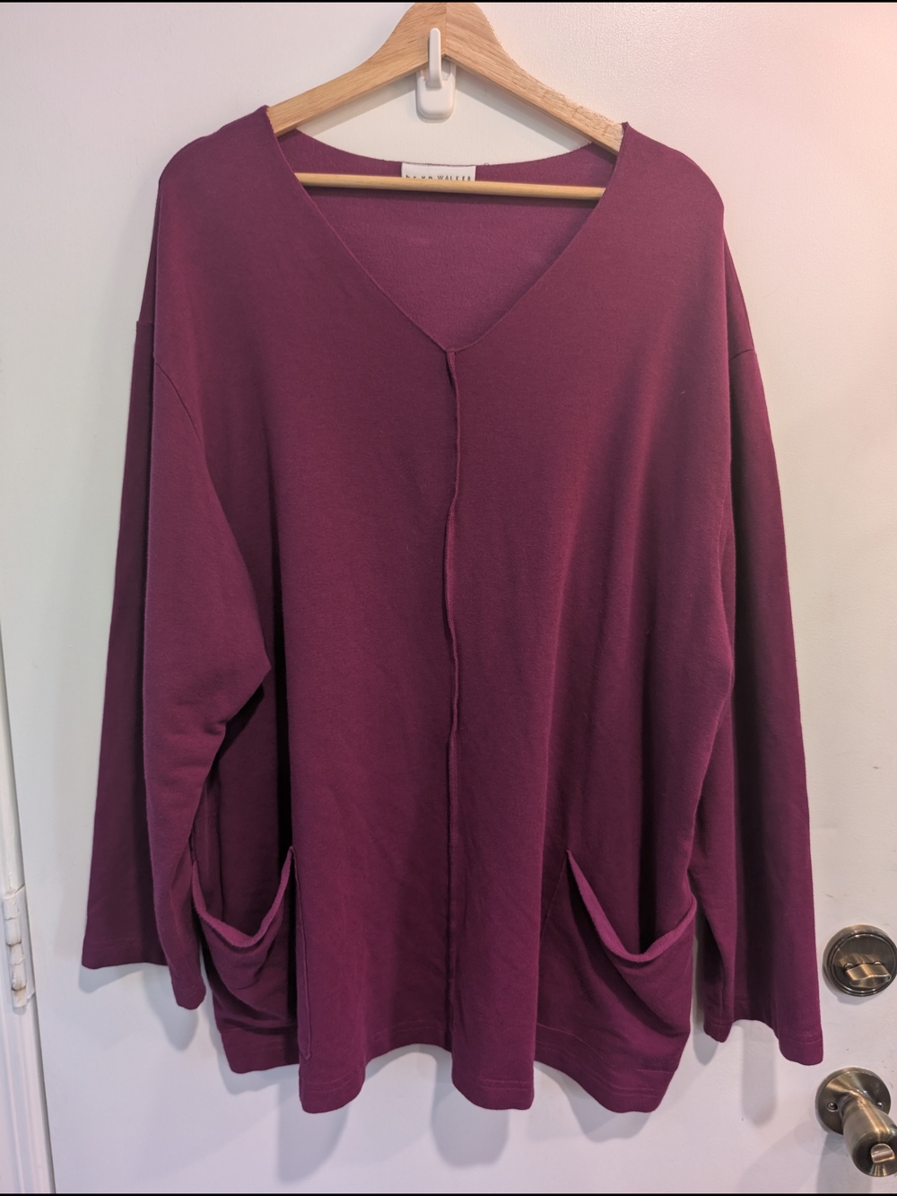 Bryn Walker Plum Bamboo French Terry Long Sleeve Sunday Shirt Sz 1X